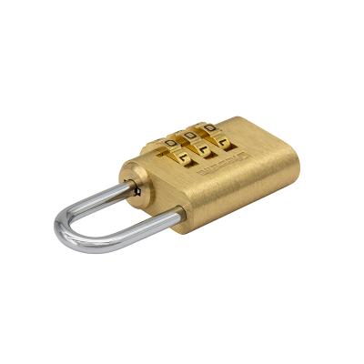 Kodehængelås 21 mm i messinghus og stålbøjle med 3 cifret kodelås (1.000 kombinationer)